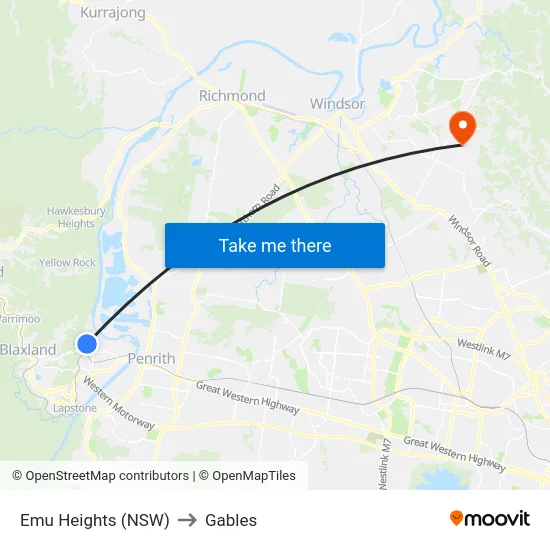 Emu Heights (NSW) to Gables map