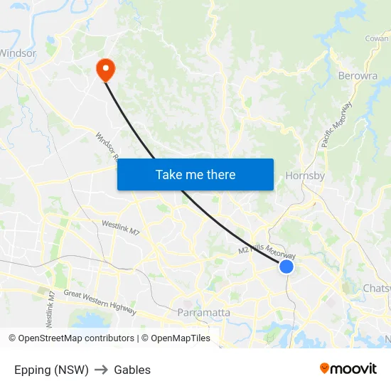 Epping (NSW) to Gables map