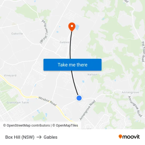 Box Hill (NSW) to Gables map
