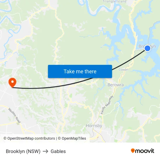 Brooklyn (NSW) to Gables map