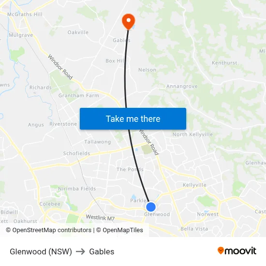 Glenwood (NSW) to Gables map