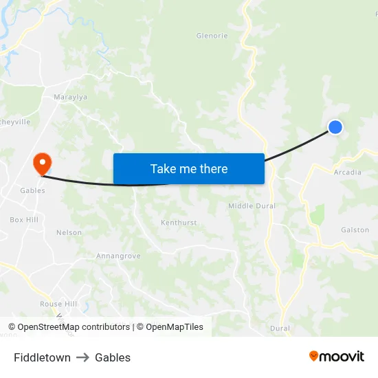 Fiddletown to Gables map