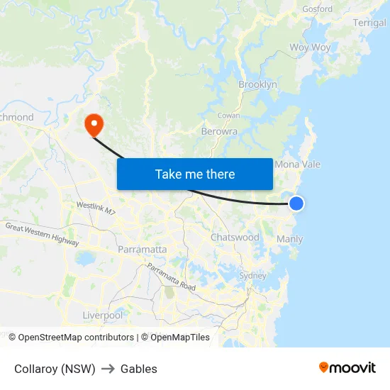 Collaroy (NSW) to Gables map