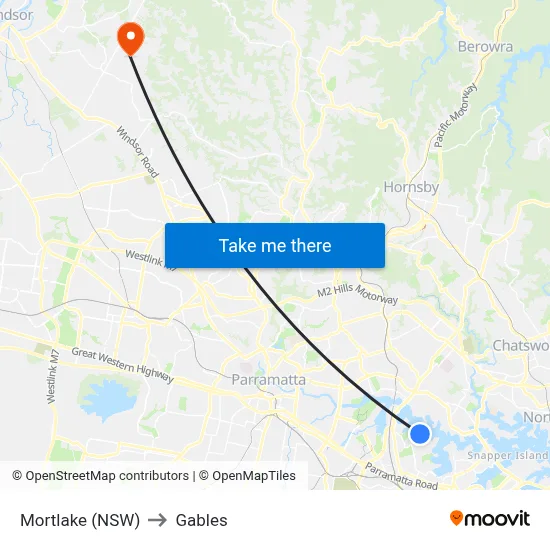 Mortlake (NSW) to Gables map