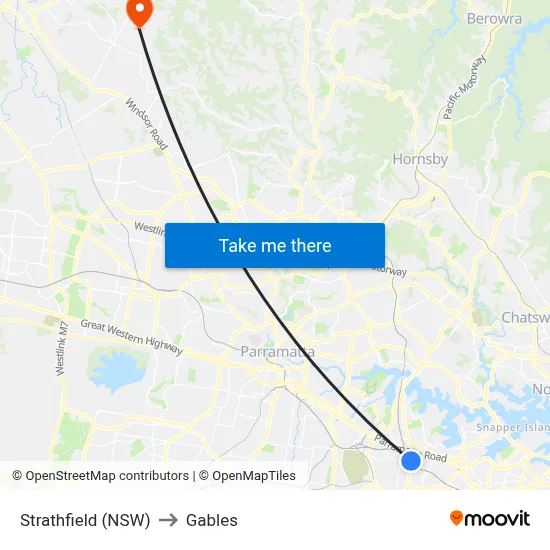 Strathfield (NSW) to Gables map