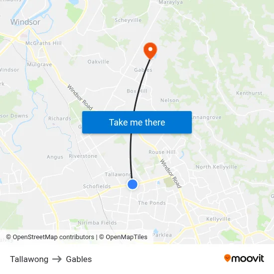 Tallawong to Gables map
