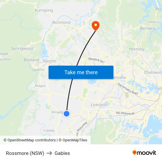 Rossmore (NSW) to Gables map
