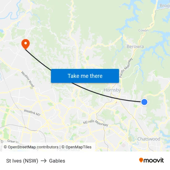 St Ives (NSW) to Gables map