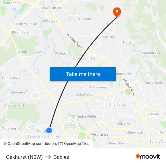 Oakhurst (NSW) to Gables map