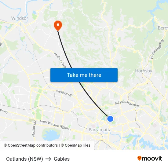 Oatlands (NSW) to Gables map