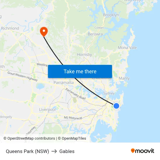 Queens Park (NSW) to Gables map