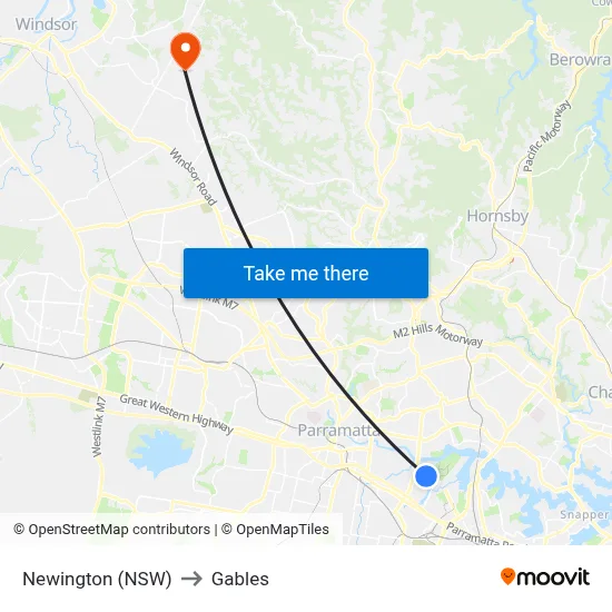 Newington (NSW) to Gables map
