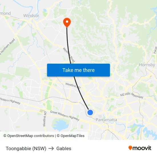 Toongabbie (NSW) to Gables map