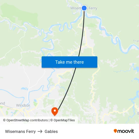 Wisemans Ferry to Gables map