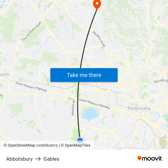 Abbotsbury to Gables map