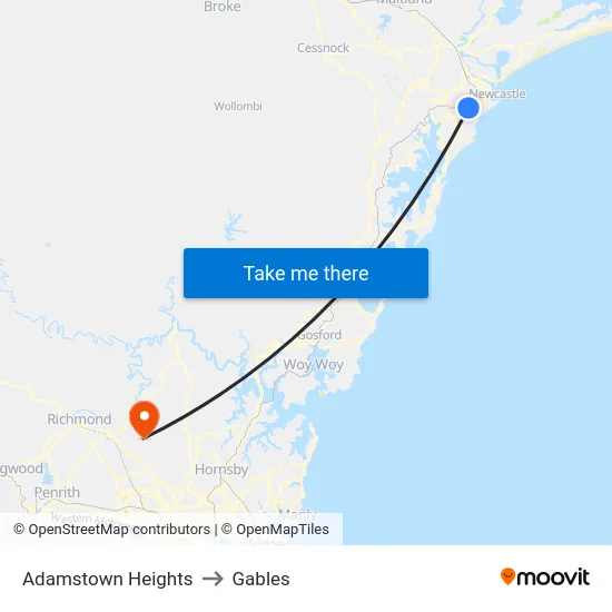 Adamstown Heights to Gables map