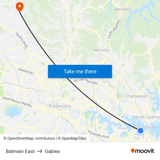 Balmain East to Gables map