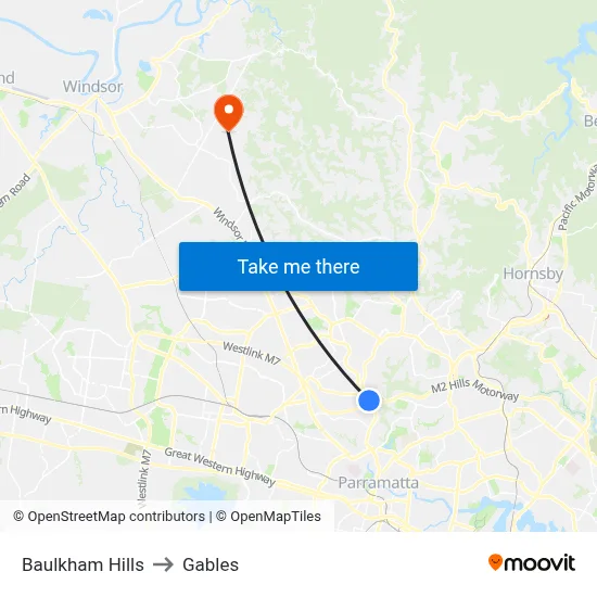 Baulkham Hills to Gables map