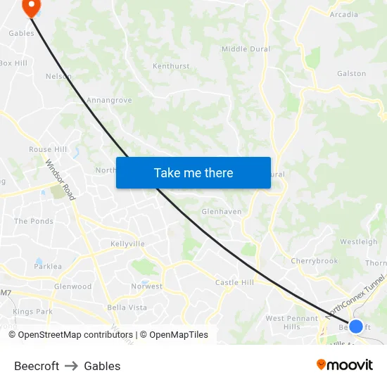 Beecroft to Gables map