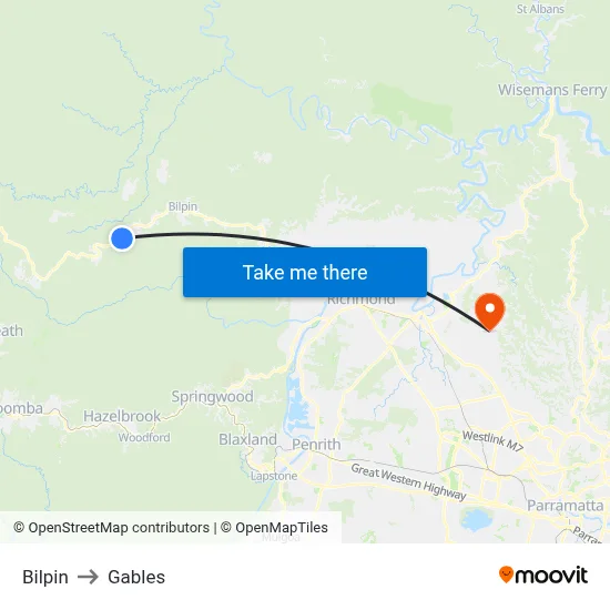 Bilpin to Gables map