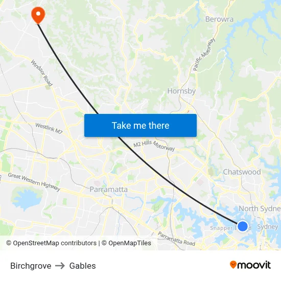 Birchgrove to Gables map