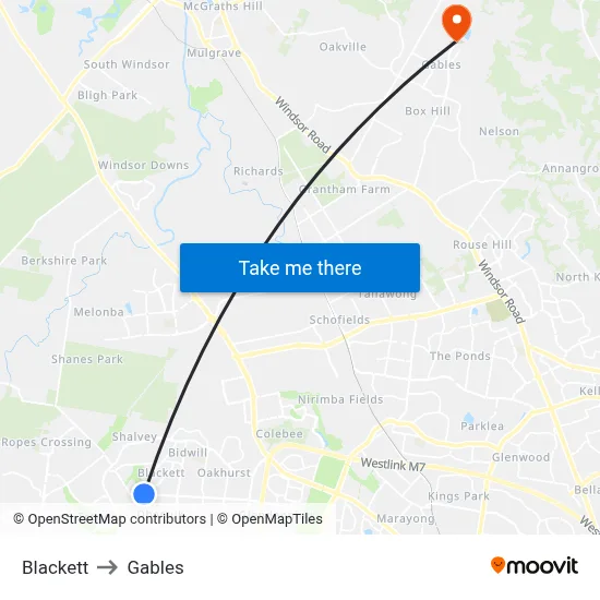 Blackett to Gables map
