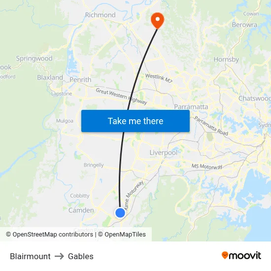 Blairmount to Gables map