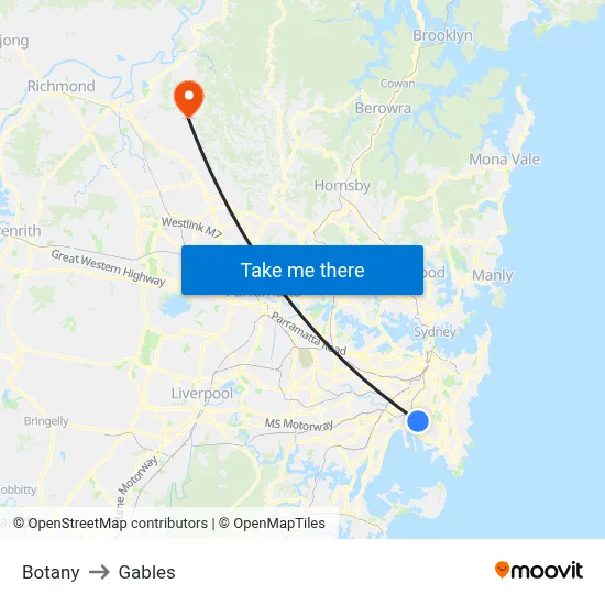 Botany to Gables map