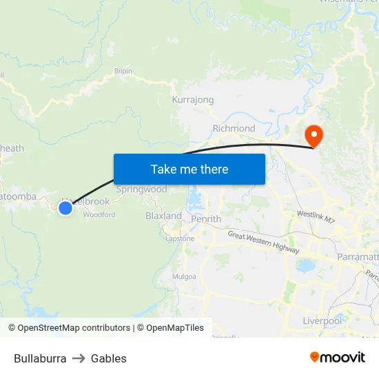 Bullaburra to Gables map