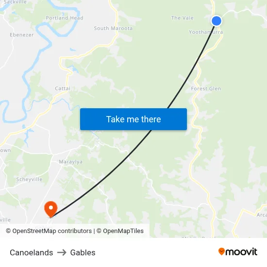 Canoelands to Gables map