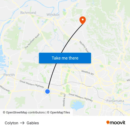 Colyton to Gables map