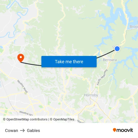 Cowan to Gables map