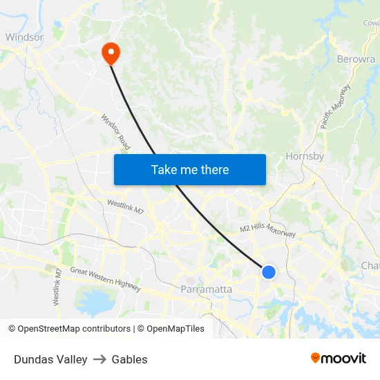Dundas Valley to Gables map