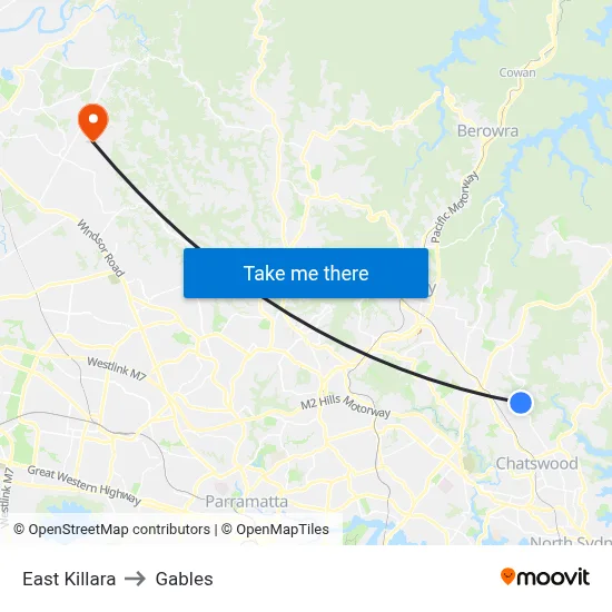 East Killara to Gables map
