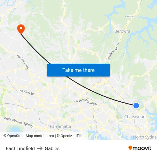 East Lindfield to Gables map