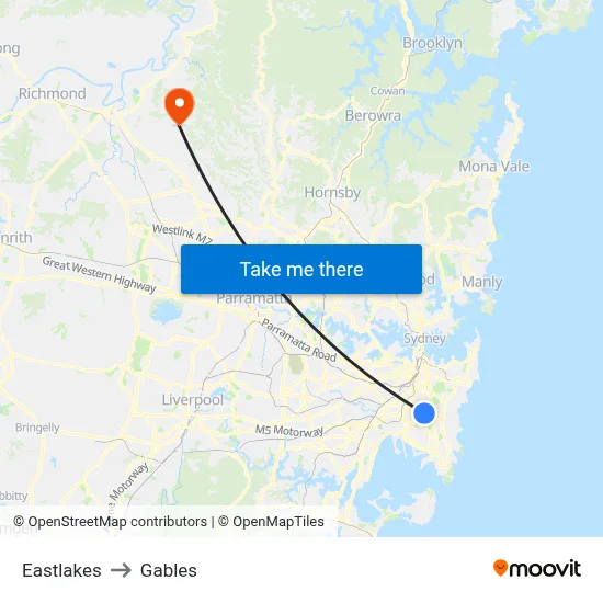 Eastlakes to Gables map
