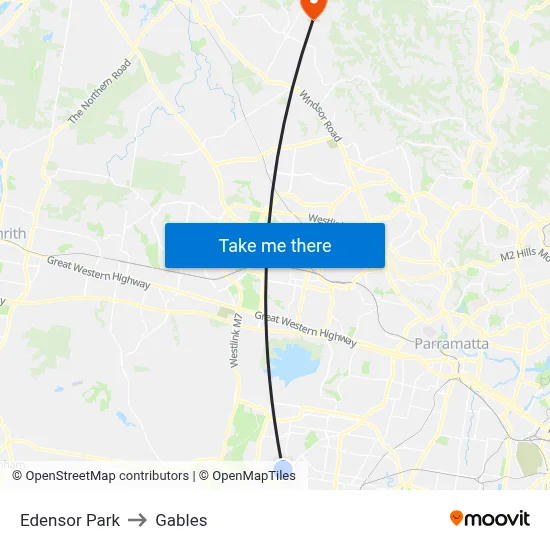 Edensor Park to Gables map