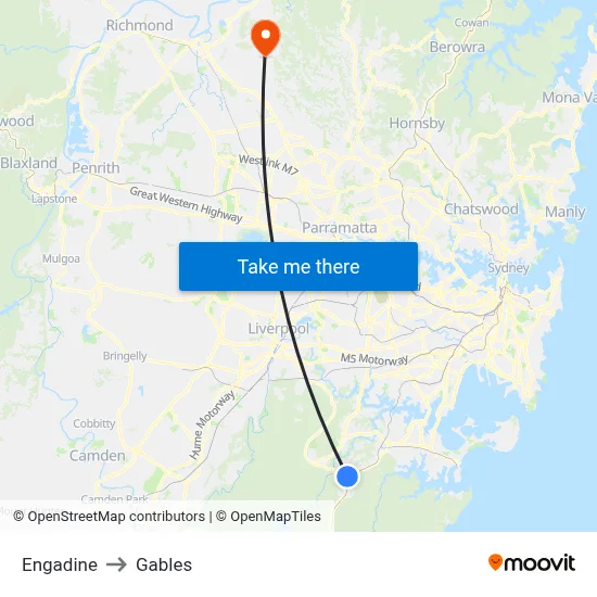Engadine to Gables map