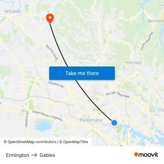 Ermington to Gables map