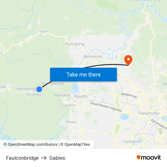 Faulconbridge to Gables map