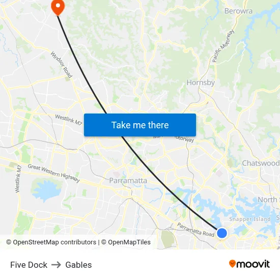 Five Dock to Gables map