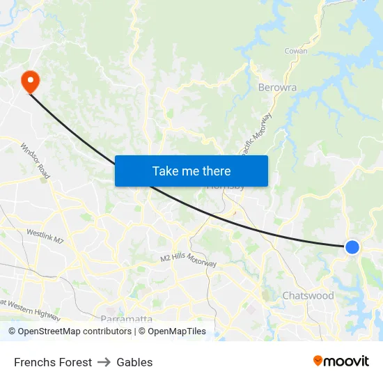 Frenchs Forest to Gables map