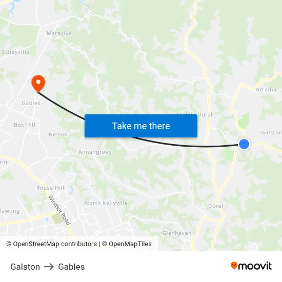 Galston to Gables map