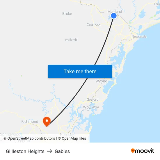 Gillieston Heights to Gables map