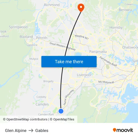Glen Alpine to Gables map