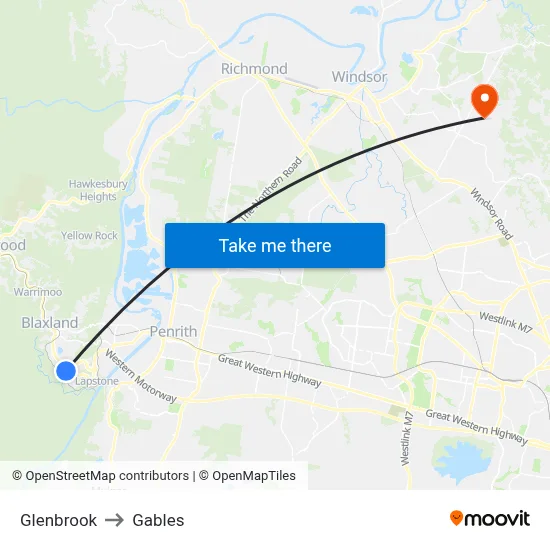 Glenbrook to Gables map