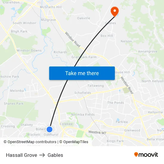 Hassall Grove to Gables map
