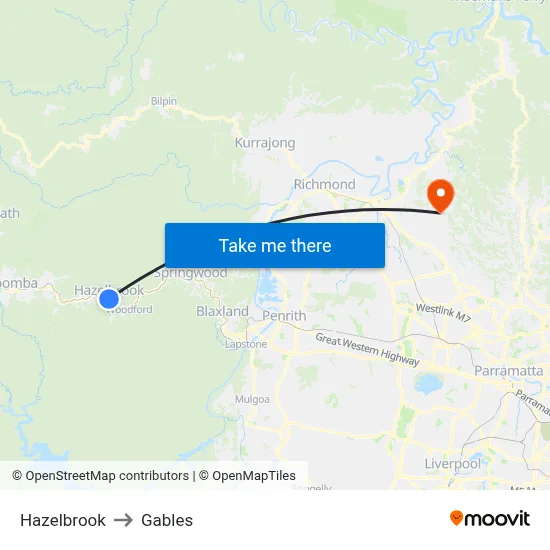 Hazelbrook to Gables map