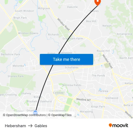 Hebersham to Gables map