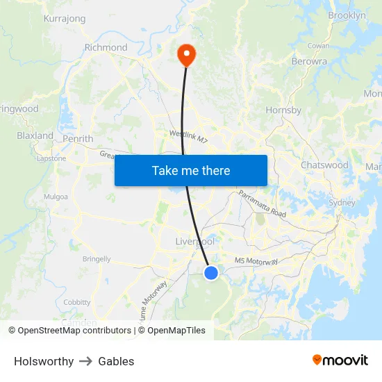 Holsworthy to Gables map
